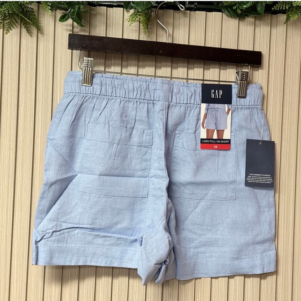 Gap Women's Linen Blend Pull-On Shorts Blue XS Drawstring Elastic Waist - Picture 2 of 7